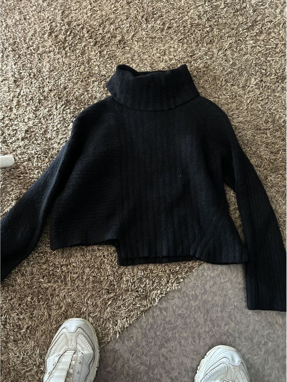 AllSaints Black Cropped Turtleneck Sweater Medium